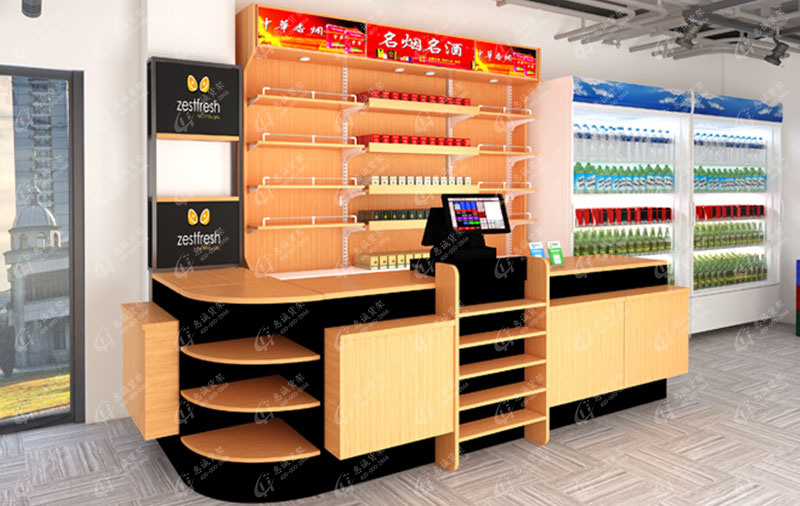 名煙名酒收銀臺(tái)貨架展示